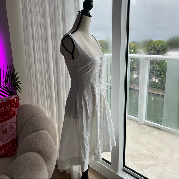 Theory Women’s White Scoop Neck Button Up Dress | US 0 - Picture 7 of 14